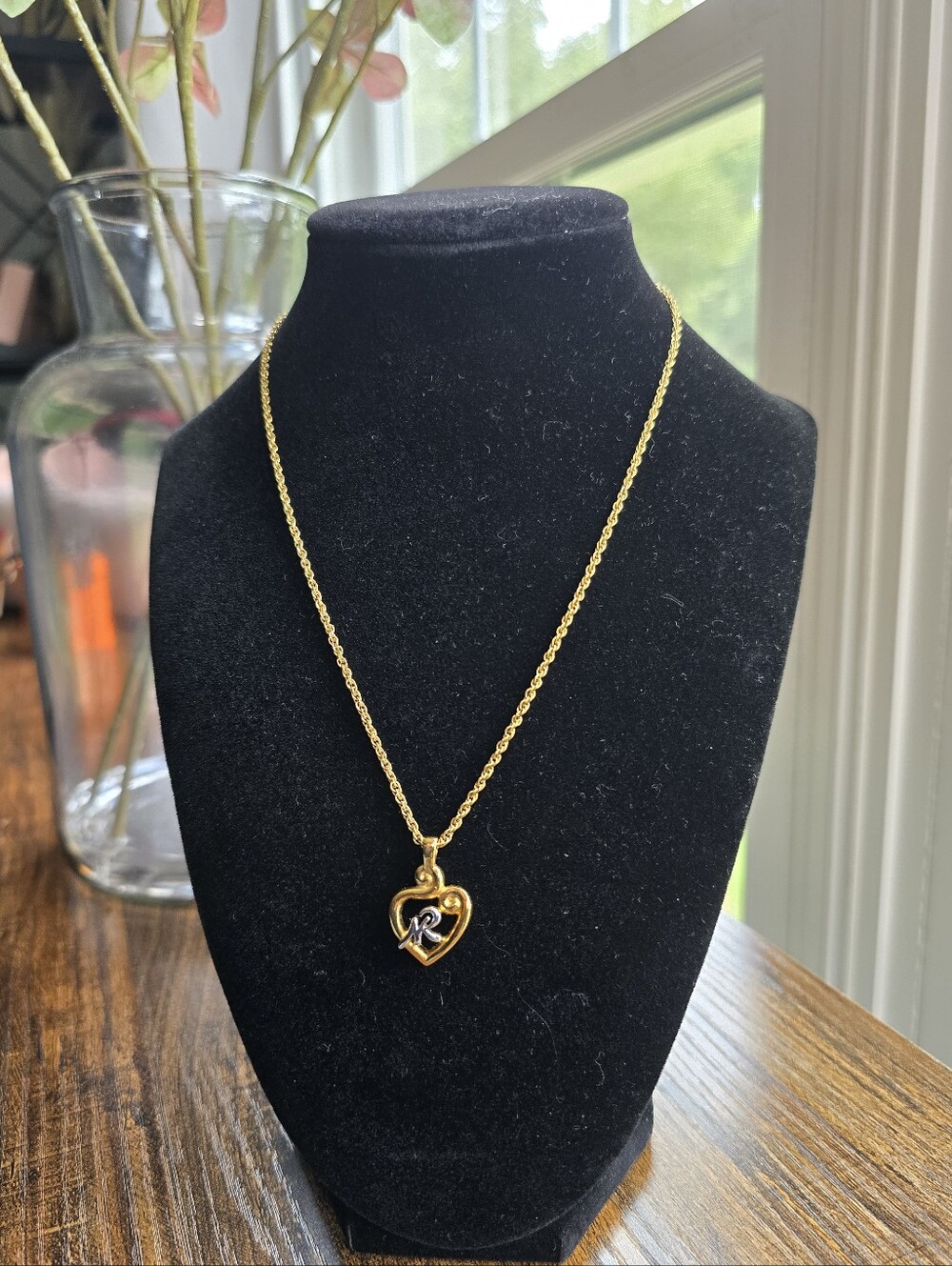 Nina Ricci Vintage Two-Tone Heart Pendant Necklace